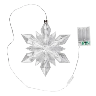 Immagine di Ideen mit Herz Cristallo di ghiaccio a LED, stella, 23 x 20 cm, 25 lampadine bianco caldo, per interni, trasparente, con funzione timer (6 ore acceso, 18 spento), decorazione finestre