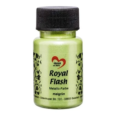 Immagine di ideen mit herz Colore acrilico metallico Royal Flash con riflessi metallici e particelle glitterati fini Vernice brillante metallizzata per gagliette 50 ml (maggio verde)