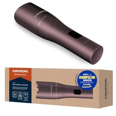 Immagine di Grundig HS 6230 Ferro arricciacapelli automatico senza fili con 3 livelli di temperatura e rivestimento in ceramica, funzione timer, display LCD, viola