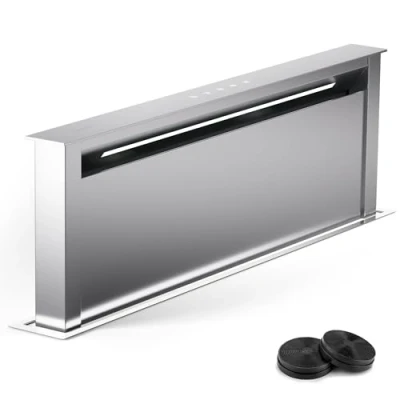 Immagine di Klarstein Downdraft Cappa Aspirante 90 cm, Cucina e 2 in 1, Flusso d&#039;Aria 576m3/h, cm con Controllo Touch, 90cm Sottopensile Luci LED Timer