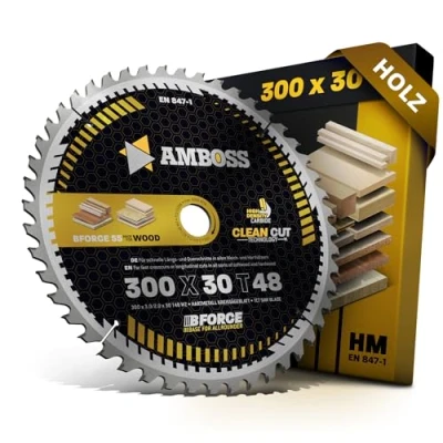 Immagine di HM TS4000 Lama per sega circolare 300 x 30 Z48, denti alternati legno Allround. AMBOSS WERKZEUGE® mm compatibile con Dewalt 1370 Scheppach KSE300 (Export).