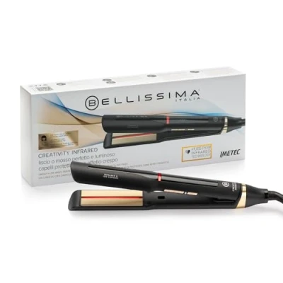 Immagine di Bellissima Imetec Creativity Infrared, Piastra per capelli lisci, tecnologia raggi infrarossi, 4 elementi riscaldanti, rivestimento ION Ceramic, 11 temperature regolabili da 130 C a 230