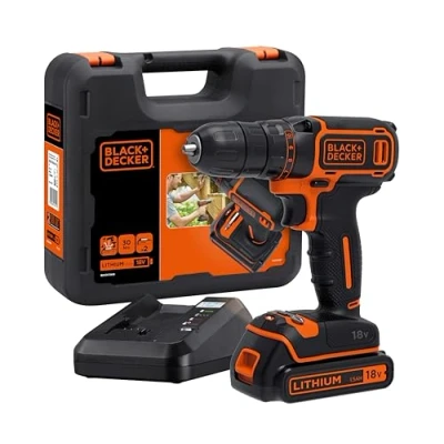 Immagine di BLACK+DECKER, Trapano/Avvitatore 18V 1.5Ah in Valigetta, Nero, 35,8 x 14,8 12,8 cm. BDCDC18K QW