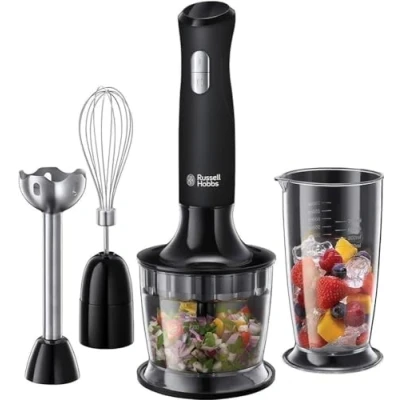 Immagine di Russell Hobbs Frullatore a Immersione Nero 3 in 1 tritatutto, Mixer e Frusta Senza BPA Lavabile Lavastoviglie, Frullati, Zuppe, Salse, Yogurt, Alimenti Bambini, 24702 56