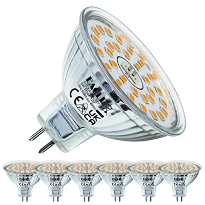 Immagine di EACLL Lampadine LED GU5.3 MR16 6W Equivalente a Alogena 50W, Pacco da 6, 450lm 2700K Luce Bianca Calda, Faretti AC/DC12V senza Sfarfallio, Angolo Fascio 120 Spot, Non dimmerabile Lampade Riflettore