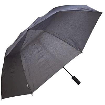 Immagine di Le Monde du Parapluie Ombrello pieghevole nero per donna e uomo, misura XXL, con un diametro di 120 cm, sistema apertura automatica, manico ergonomico, Falcone