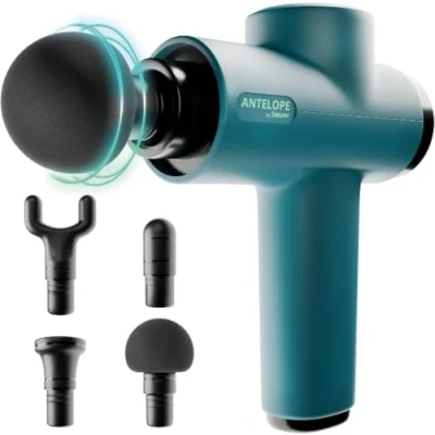 Immagine di Antelope by Beurer BOOM Massage gun Pistola massaggio muscolare compatta con 4 accessori, relax e rigenerazione muscolare, dei trigger points, a 5 livelli