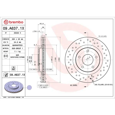 Immagine di BREMBO Disco freno JEEP: Compass, Patriot, DODGE: Caliber Hatchback, Journey MPV, Avenger Sedan, LANCIA: Flavia Cabrio 09.A637.1X 2AMV5514AA,5105514AA