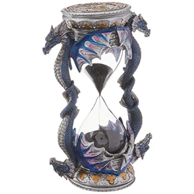 Immagine di Design Toscano Il drago della porta morte Decorazione in stile gotico Statua clessidra di sabbia, poliresina, a colori, 15 cm