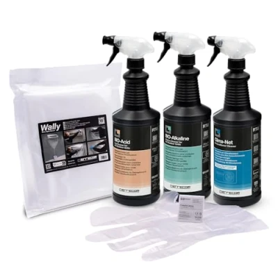 Immagine di Errecom Kit pulizia completa climatizzatori, include Clima Net 1L e cover Wally per unità interna filtri, Bio Acid Alkaline 2L detergenti biodegradabili esterna, guanti