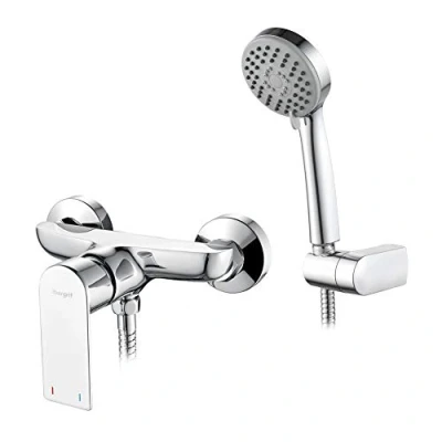 Immagine di Ibergrif M12002 Supreme, Rubinetto Miscelatore Monocomando per Doccia con Doccetta, Supporto e Flessibile, Cromo, Argento