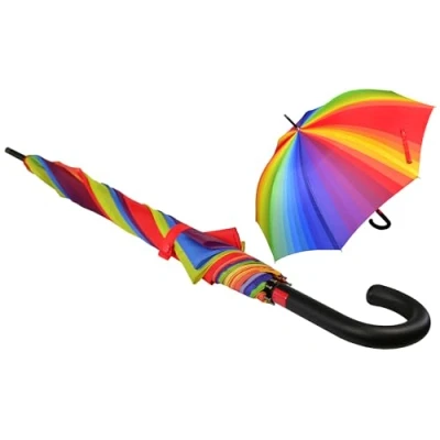 Immagine di iX brella First Class XL Ombrello automatico in fibra di vetro, 110 cm, ribaltabile, arcobaleno,