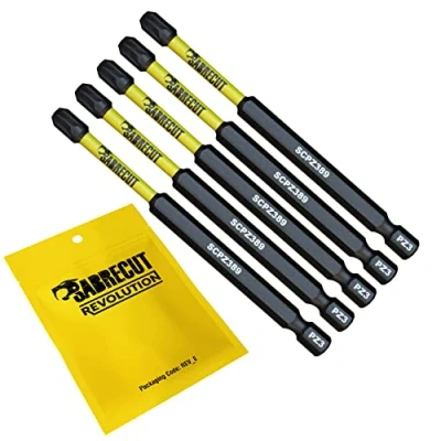 Immagine di 5 x SabreCut SCPZ389_5 89 mm PZ3 Set di punte per cacciavite a impatto magnetico Pozi Pozidriv Heavy Duty compatibile con Dewalt Milwaukee Bosch Makita e altro