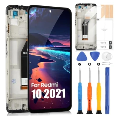 Immagine di Schermo LCD per Xiaomi Redmi 10 2021 4G 21061119AG 21061119DG 21061119AL 6.5&quot; Display Touch Digitizer Assembly Vetro di Ricambio con Riparazione Kit(Nero Cornice)
