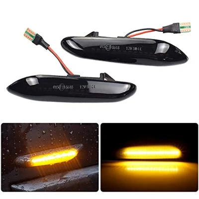 Immagine di Hacreyatu Indicatore di direzione laterale scorrevole Fumo luce per E60 E61 E81 E82 E88 E46 E90 E91 E92 E93 X3 E83 X1 E84 1 3 5 Series (Nero)