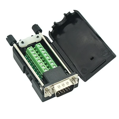 Immagine di Adattatore DB15 D SUB VGA maschio 3 file 15 pin a terminale breakout board connettori con custodia