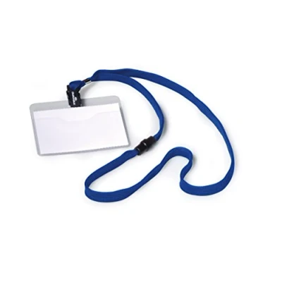 Immagine di Durable 813907 Portanome con cordoncino in tessuto, aperto, chiusura di sicurezza, 60x90 mm, blu, confezione da 10 pezzi