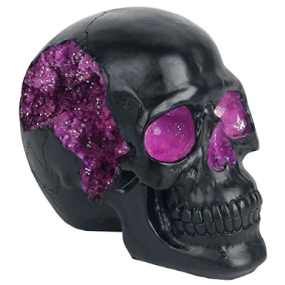 Immagine di Nemesis Now Geode Skull Statuetta in resina, 17 cm, colore: nero, viola