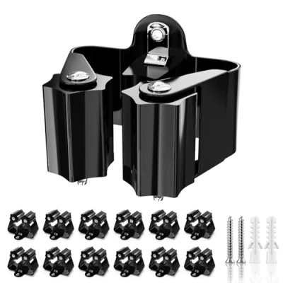 Immagine di 3 H Appendi Scope a Muro 12 Pezzi, Portascope da Appendibile Acciaio Inossidabile Porta Parete 0,7 MM Spessore Impermeabile e Antiscivolo,5KG Supporto per Cucina,Bagno,Garage,Giardino Nero