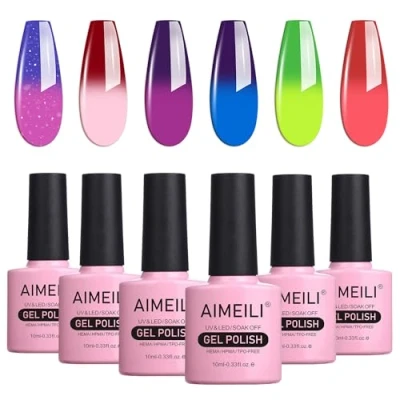 Immagine di AIMEILI Smalto Semipermanente Natale Unghie Cambia Colore con Temperatura Termico in Gel UV LED Soak Off Kit 15, 6x10ML