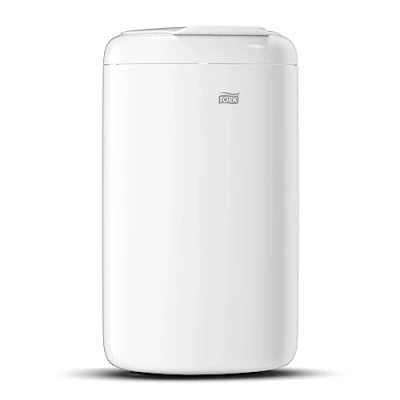 Immagine di Tork 564000 Cestino rifiuti mini/Cestino spazzatura in plastica, capacità 5 litri, sistema B3, Elevation Design, 33,8 cm x 19 16 (alt. largh. prof.), colore bianco