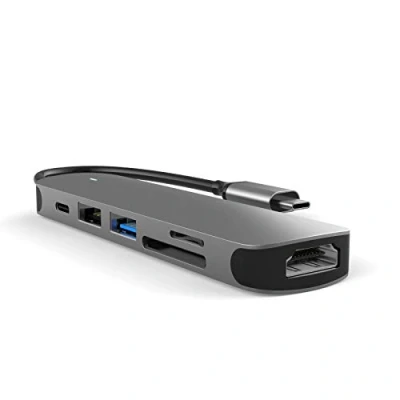 Immagine di MMOBIEL Hub Adattatore USB C 6 in 1 A HDMI 4K, 3.0, 2.0 e Lettore di Schede SD/TF Docking Station Data Compatibile con MacBook, iPad, Dell, Samsung ecc. Alluminio