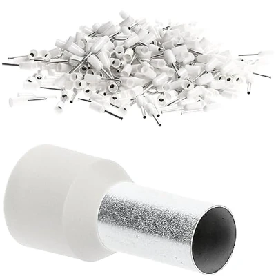 Immagine di Kalitec AE0508WS 500 terminali isolati da 0,5 mm², guaina AWG 20 I bianco 8 mm di lunghezza, rame, stagnato galvanicamente con colletto in plastica, qualità industriale Made Germany