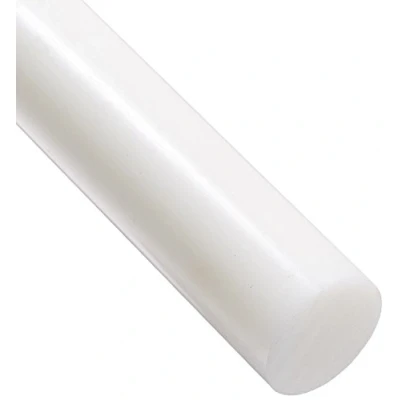 Immagine di Barra tonda in polietilene ad alta densità HDPE, bianco traslucido, 30 mm di diametro x 300 lunghezza, PE 500 Grado A
