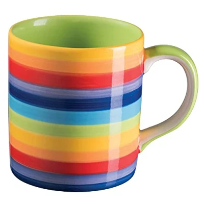 Immagine di Tazza piccola classica a righe arcobaleno dipinta mano