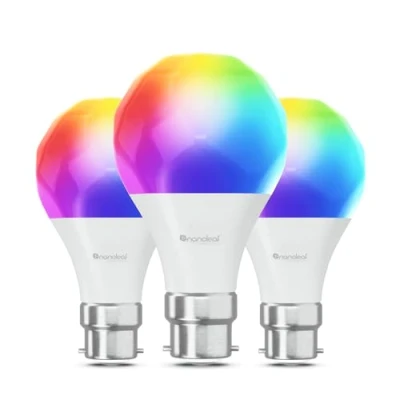 Immagine di Nanoleaf Matter Essentials 3 Lampadine Led B22 RGBW Smart e Dimmerabile Luci 16M Colori, over Thread, Bluetooth, Funziona con Google Home Apple, Sincronia Musica Monitor, Casa Gaming