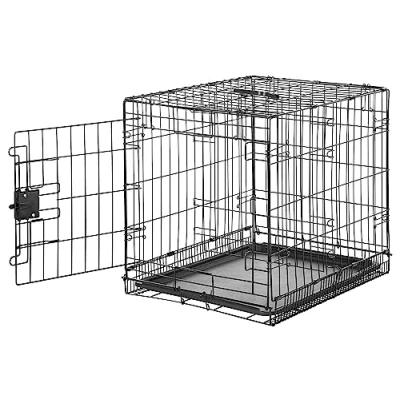 Immagine di Amazon Basics Gabbia per cani in metallo, Pieghevole,Rimovibile, con vassoio di base e sportello singolo, Colore nero, L 61 x P 46 H 51 cm