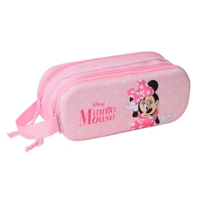Immagine di safta MINNIE MOUSE 3D astuccio doppio 3D, per bambini, ideale bambini in età scolastica, comodo e versatile, qualità resistenza, 21 x 6 8 cm, Rosa, M, Casual