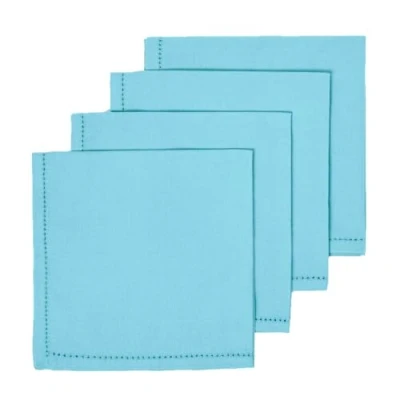 Immagine di Homescapes Set di 4 tovaglioli morbidi in cotone, con bordo a punti, colore blu 45 x cm