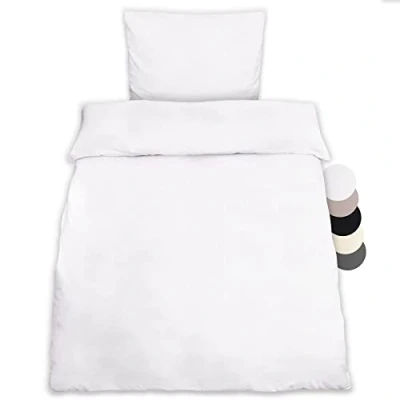 Immagine di Beautissu Set di 1 Completo Biancheria da letto Cotone qualitá Superiore Julie: Sacco Copripiumino 155x220cm con Una Federa 80x80cm Bianco