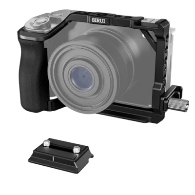 Immagine di SIRUI Gabbia per Fotocamera ZV E1 con Impugnatura in Silicone, Kit Completo Sony Fermacavo HDMI, Piastra a Sgancio Rapido Integrata Tipo Arca, Scarpa Fredda e Fori Filettati Multipli