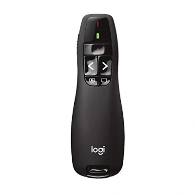 Immagine di Logitech R400 Puntatore Laser per Presentazioni Wireless, 2.4 GHz e Bluetooth, Ricevitore USB, Rosso, Portata 15 m, 6 Pulsanti, Controllo Intuitivo, Indicatore ‎Batteria, PC, Nero