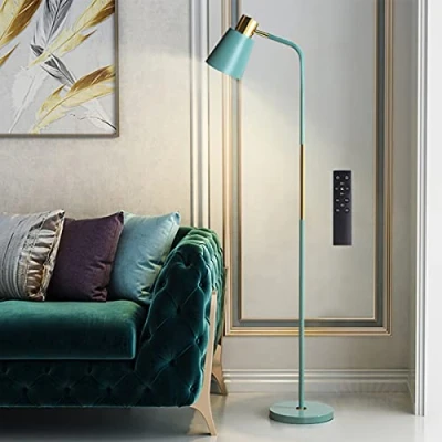 Immagine di ACMHNC Vintage Lampada Da Terra Soggiorno Dimmerabile, 12W LED Industriale Con Telecomando, Regolabile in Altezza, Moderna 2 1 Piantana Tavolo, Presa E27,Verde