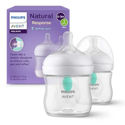 Immagine di Philips Avent biberon Natural Response 2 da 125 ml con valvola Airfree, senza BPA, per neonati e bambini di pochi mesi (modello SCY670/02)