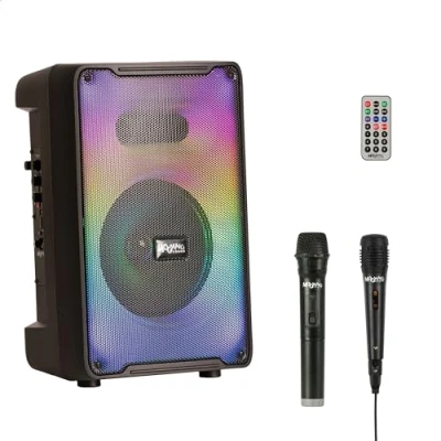 Immagine di MS KARA MOOV500 MOOVING SOUND Altoparlante a batteria da 8&quot;/500 W con effetto luce sul pannello frontale, 1 microfono wireless e cablato Bluetooth/USB/AUX/MicroSD TWS Nero
