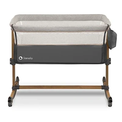 Immagine di lionelo LEONIE culla e lettino da affiancare per neonato con materasso funzione dondolo Regolazione in altezza a 5 livelli Opzione d’inclinazione Arioso co sleeping portatile 2 ruote (Gray)