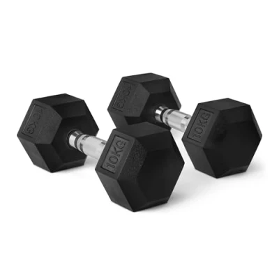 Immagine di Amazon Basics manubri esagonali set con rivestimento in gomma, 10 kg, Nero