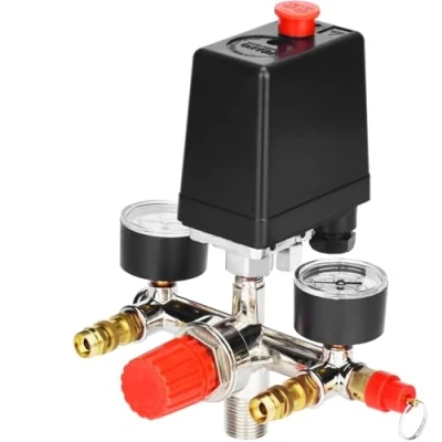 Immagine di Compressore D&#039;aria Pressostato Valvola di Controllo 90 120 PSI con Regolatori Doppi Calibri, Max Tensione 230V