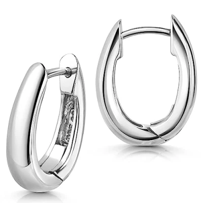Immagine di MATERIA by Matthias Wagner SO 229 Orecchini a cerchio in Argento 925, ovali, da donna, rodiati,