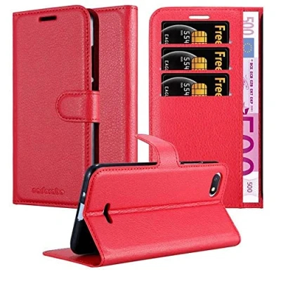 Immagine di Cadorabo Custodia Libro per Xiaomi RedMi 6A in Rosso Carminio con Vani di Carte, Funzione Stand e Chiusura Magnetica Portafoglio Cover Case Wallet Book Etui Protezione