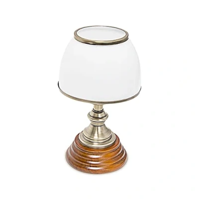 Immagine di Relaxdays Lampada da Scrivania in Stile Antico Classico, Abat Jour Lettura Legno e Ottone, Illuminazione, Marrone