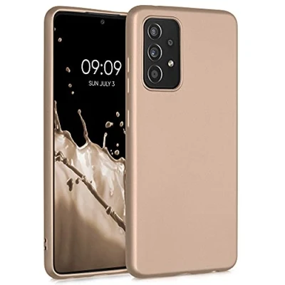 Immagine di kwmobile Custodia Compatibile con Samsung Galaxy A52 / 5G A52s Cover Back Case Morbida Protezione in Silicone TPU Effetto metallizzato oro