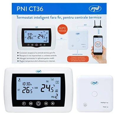 Immagine di Termostato intelligente PNI CT36 wireless, con WiFi, controllo Internet, per centrali termiche, APP TuyaSmart