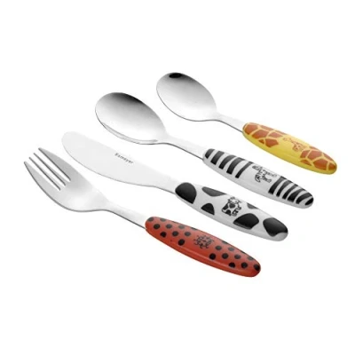 Immagine di Esmeyer Safari 4 Posate per Bambini in Acciaio Inox 18/0 Lucide, Scatola Regalo ** consigliato dai 3 Anni su