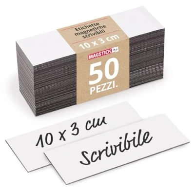 Immagine di MAGSTICK striscia magnetica 50 pezzi I 10 x 3 cm etichette magnetiche scrivibili per l&#039;etichettatura riutilizzabili tagliabile pulibile strisce adesive lavagna bianca Kanban Scrum mag_815