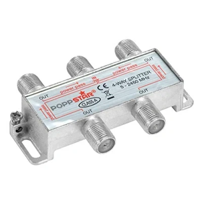 Immagine di Poppstar Partitore SAT TV 4 Uscite (analogo/digitale/BK/unicable/HD/4K) Splitter per Antenna satellitare, Televisore, Radio, LNB